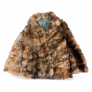Luxurious Brown Vintage Real Rabbit Fur Coat